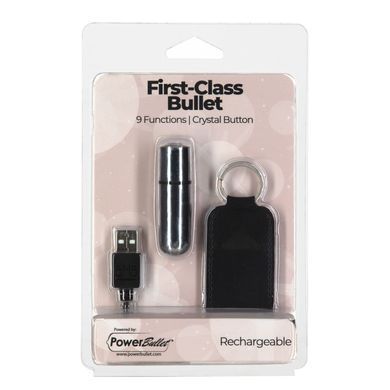 Віброкуля PowerBullet First-Class Bullet 2.5&Prime; with Key Chain Pouch, Silver, 9 режимів вібрації &mdash; купити в інтим-бутику EroticToys