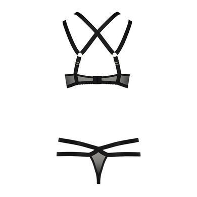 Комплект білизни Passion Exclusive HAGAR SET XXL/XXXL, black, стрепи трусики та ліф &mdash; купити в інтим-бутику EroticToys