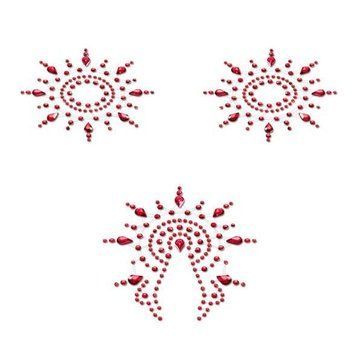 Пестіс з кристалів Petits Joujoux Gloria set of 3 - Red, прикраса на груди та вульву &mdash; купити в інтим-бутику EroticToys