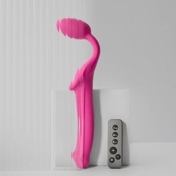 Безремінний страпон з вібрацією Strap-On-Me Vibrating Fuchsia XL, діам. 4,7см, пульт ДК, регульований &mdash; купити в інтим-бутику EroticToys