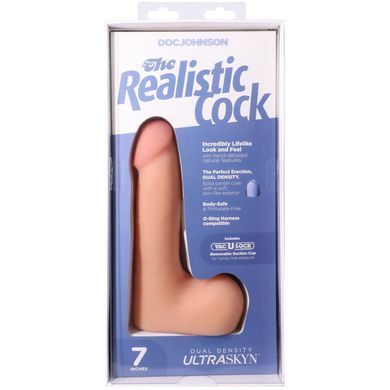 Фалоімітатор Doc Johnson The Realistic Cock ULTRASKYN 7 Inch with Balls Vanilla (м'яте паковання!!!) &mdash; купити в інтим-бутику EroticToys