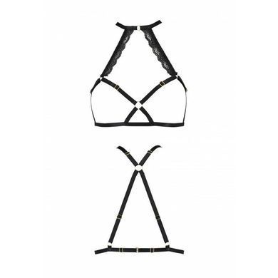 Портупея зі стреп з мереживом Passion Exclusive LORRY BRA L/XL, black &mdash; купити в інтим-бутику EroticToys