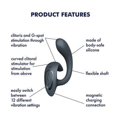 Вагінально-кліторальний вібратор Satisfyer G for Goddess 1 Dark Grey, 2 мотори &mdash; купити в інтим-бутику EroticToys
