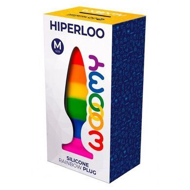 Силіконова анальна пробка Wooomy Hiperloo Silicone Rainbow Plug M, діаметр 2,9 см, довжина 11 см &mdash; купити в інтим-бутику EroticToys