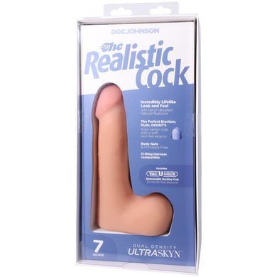 Фалоімітатор Doc Johnson The Realistic Cock ULTRASKYN 7 Inch with Balls Vanilla (м'яте паковання!!!) &mdash; купити в інтим-бутику EroticToys