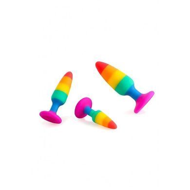 Силіконова анальна пробка Wooomy Hiperloo Silicone Rainbow Plug M, діаметр 2,9 см, довжина 11 см &mdash; купити в інтим-бутику EroticToys