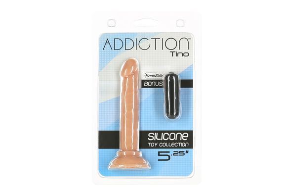 Фалоімітатор ADDICTION Tino 5.25&Prime; Silicone Dildo, присоска, діаметр 1,9 см, віброкуля в подарунок &mdash; купити в інтим-бутику EroticToys