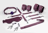 Набір Feral Feelings BDSM Kit 7 Burgundy, наручники, поножі, конектор, маска, падл, кляп, затискачі &mdash; купити в інтим-бутику EroticToys