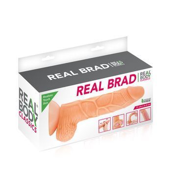 Фалоімітатор із рухомою крайньою плоттю Real Body &mdash; Real Brad, діаметр 4 см, TPE &mdash; купити в інтим-бутику EroticToys