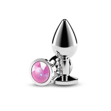 Анальна пробка NS Novelties Rear Assets - Silver - Medium - Pink Gem &mdash; купити в інтим-бутику EroticToys