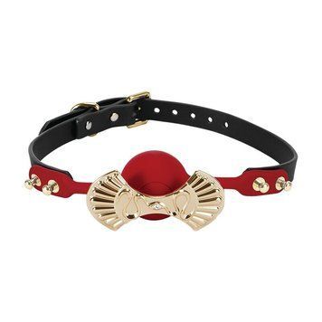 Розкішний силіконовий кляп Zalo Silicone Ball Gag Red, кристал Swarovski, шкіряний ремінець &mdash; купити в інтим-бутику EroticToys