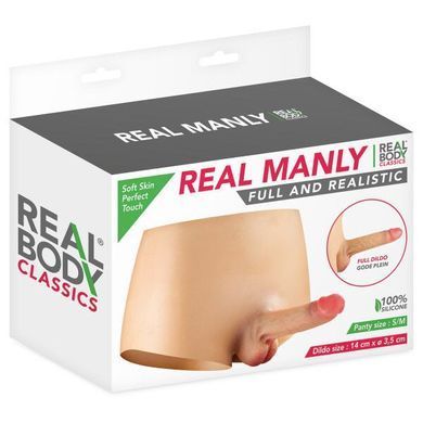 Силіконові трусики з фалоімітатором Real Body Real Manly, S/M, суцільна конструкція, для неї &mdash; купити в інтим-бутику EroticToys