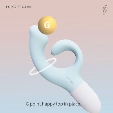 Вібратор-кролик для точки G KISTOY Big G Blue, вигнутий відросток, автоматичний підігрів &mdash; купити в інтим-бутику EroticToys