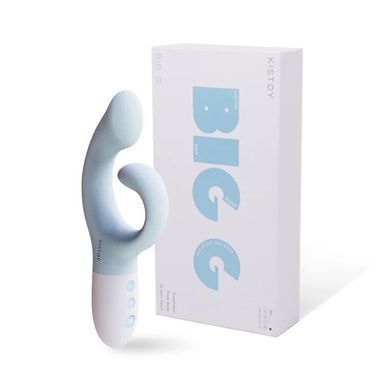 Вібратор-кролик для точки G KISTOY Big G Blue, вигнутий відросток, автоматичний підігрів &mdash; купити в інтим-бутику EroticToys
