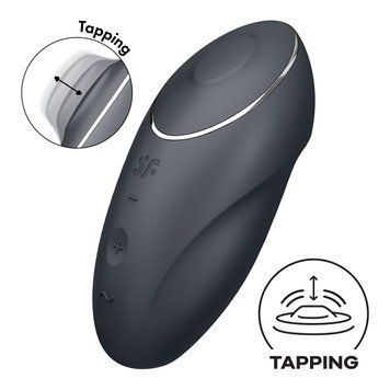 Вібростимулятор-пульсатор Satisfyer Tap & Climax 1 Grey, ефект постукування пальцем, 2 мотори &mdash; купити в інтим-бутику EroticToys