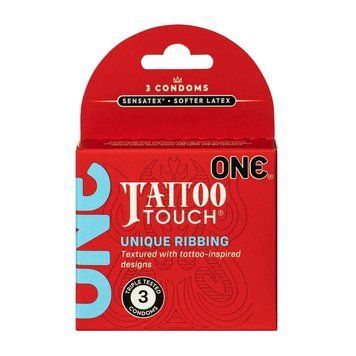 Презервативи ONE Tattoo Touch 3 шт, картонна коробка &mdash; купити в інтим-бутику EroticToys
