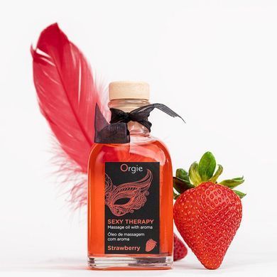 Набір для масажу Orgie &ndash; Sexy Therapy Strawberry (100 мл), їстівна розігрівальна олія + пір&rsquo;їнка &mdash; купити в інтим-бутику EroticToys