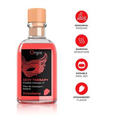 Набір для масажу Orgie &ndash; Sexy Therapy Strawberry (100 мл), їстівна розігрівальна олія + пір&rsquo;їнка &mdash; купити в інтим-бутику EroticToys