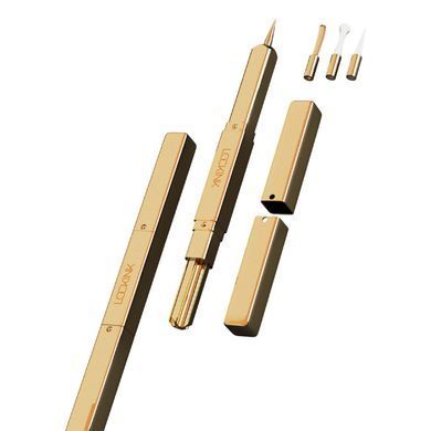 Тиклер зі змінними насадками LOCKINK 5-head Flirting Tickler, золотистий корпус, 5 наконечників &mdash; купити в інтим-бутику EroticToys