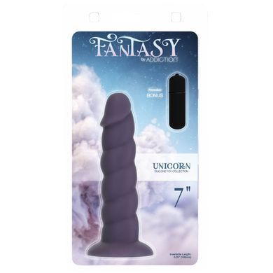 Фалоімітатор Fantasy by Addiction Unicorn Dildo 7&rdquo; Purple, віброкуля в подарунок &mdash; купити в інтим-бутику EroticToys