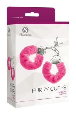 Наручники S Pleasures Furry Cuffs Pink з пухнастим оздобленням, 2 ключі в комплекті &mdash; купити в інтим-бутику EroticToys