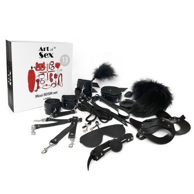 Набір BDSM Art Of Sex &ndash; Maxi BDSM Set Leather, 13 предметів, чорний, натуральна шкіра &mdash; купити в інтим-бутику EroticToys