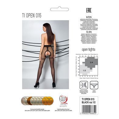 Колготки з відкритим доступом, контрастна подвійна резинка Passion TIOPEN 015 3/4 (20 den), black &mdash; купити в інтим-бутику EroticToys