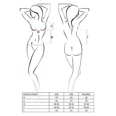 Корсет з пажами Passion KATRISS CORSET L/XL, black, трусики, шнурівка &mdash; купити в інтим-бутику EroticToys