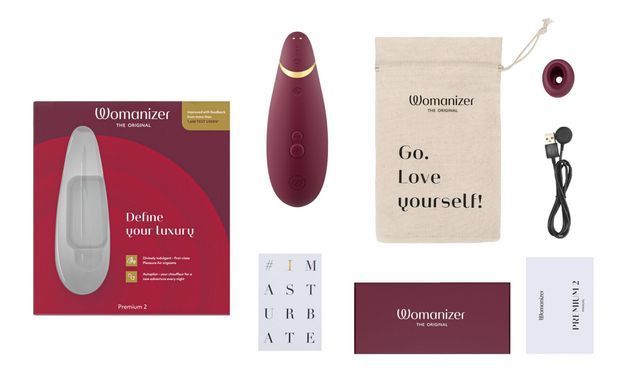 Вакуумний кліторальний стимулятор Womanizer Premium 2 - Bordeaux, функції Autopilot та Smart Silence &mdash; купити в інтим-бутику EroticToys