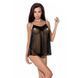Сорочка прозора бебі-дол Passion MELANIA CHEMISE L/XL, black, трусики, на тонких бретелях в інтим-бутику EroticToys