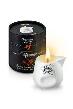 Масажна свічка Plaisirs Secrets Red Wood (80 мл) подарункове паковання, керамічний посуд &mdash; купити в інтим-бутику EroticToys