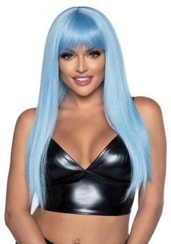 Довга блакитна перука Leg Avenue Long straight bang wig Blue, гладенька, 61 см &mdash; купити в інтим-бутику EroticToys