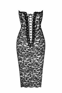 Сукня Noir Handmade F301 Catalyst, 3XL, black, міді, мереживо, відкриті плечі, шнурівка на спині &mdash; купити в інтим-бутику EroticToys