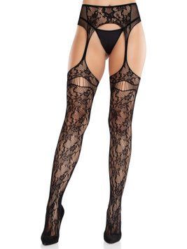 Колготки Leg Avenue Net Stockings with Attached Garter Belt One Size Black &mdash; купити в інтим-бутику EroticToys