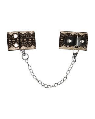 Наручники з блискітками та ланцюгом Obsessive A746 cuffs, чорно-золоті &mdash; купити в інтим-бутику EroticToys