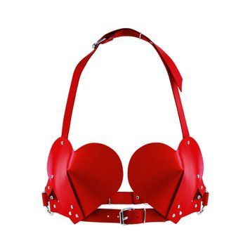 Ліф Серце з натуральної шкіри Feral Feelings - Hearts Bra Red &mdash; купити в інтим-бутику EroticToys
