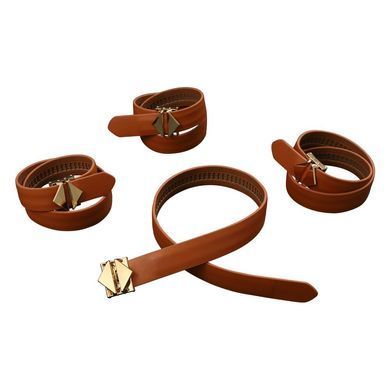 Набір фіксаторів для рук та ніг LOCKINK Hogtie Set, коричневий, ремені з натуральної шкіри &mdash; купити в інтим-бутику EroticToys