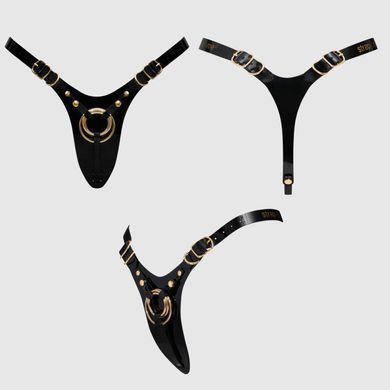 Трусики для страпона Strap-On-Me Leatherette Harness Fabulous - One Size - Black Glossy &mdash; купити в інтим-бутику EroticToys