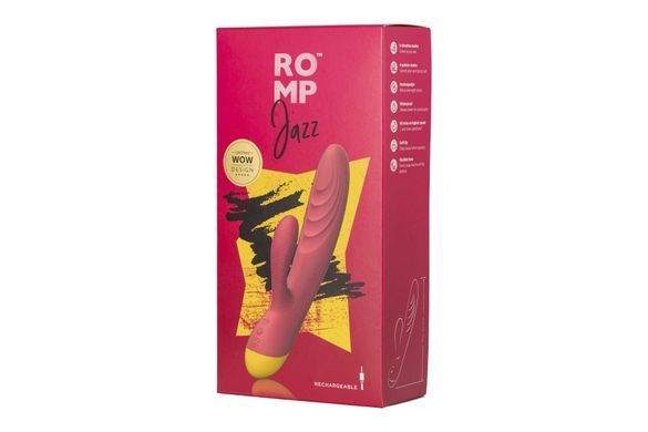 Вібратор-кролик Romp Jazz, гнучкий, особливо м&rsquo;яка головка, 10 варіантів стимуляції &mdash; купити в інтим-бутику EroticToys