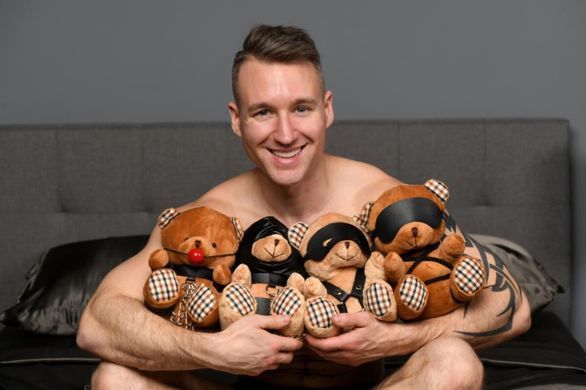 Плюшевий ведмедик ROPE Teddy Bear БДСМ у шкіряній масці та обв&rsquo;язці, 22x16x12 см &mdash; купити в інтим-бутику EroticToys