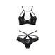 Комплект белья Passion Exclusive NAVEL SET S/M, black, трусики и лиф с элементами под латекс в інтим-бутику EroticToys