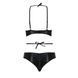 Комплект белья Passion Exclusive NAVEL SET S/M, black, трусики и лиф с элементами под латекс в інтим-бутику EroticToys