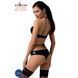 Комплект белья Passion Exclusive NAVEL SET S/M, black, трусики и лиф с элементами под латекс в інтим-бутику EroticToys