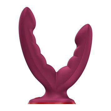 Подвійний фалоімітатор Fun Factory RYDE Wine Red, гнучкі стовбури, присоска &mdash; купити в інтим-бутику EroticToys