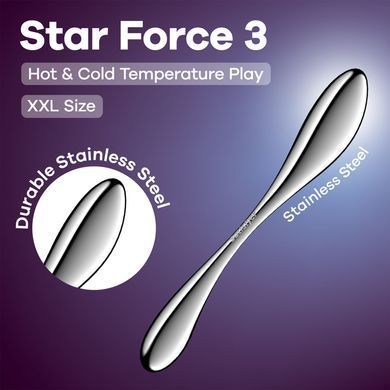Металевий дилдо Satisfyer Star Force 3, двосторонній, можна нагрівати та охолоджувати, дуже важкий &mdash; купити в інтим-бутику EroticToys