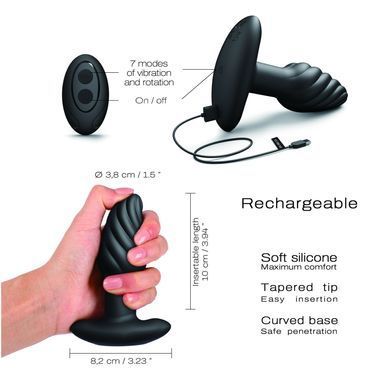 Анальна пробка з вібрацією та перлинним масажем Dorcel Spin Plug, макс. діам. 3,8 см, пульт ДК &mdash; купити в інтим-бутику EroticToys