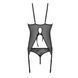 Корсет із пажами, трусики з ажурним декором та відкритим кроком Passion URSULA CORSET L/XL, black в інтим-бутику EroticToys