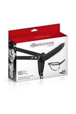 Страпон з вібрацією Fetish Tentation Vibrating Strap-On with Dildo Black (м'ята паковання!!!) &mdash; купити в інтим-бутику EroticToys