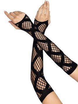 Довгі мітенки Leg Avenue Faux wrap net arm warmers One size Black, велика сітка &mdash; купити в інтим-бутику EroticToys