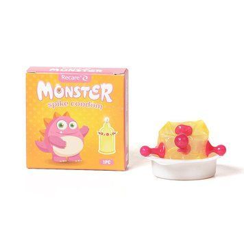 Насадка на член Recare Pink Monster Spike Condom (презерватив з кульками та вусиками) &mdash; купити в інтим-бутику EroticToys